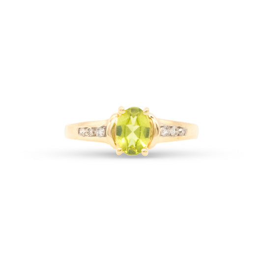 14Y Peridot & Diamond Ring