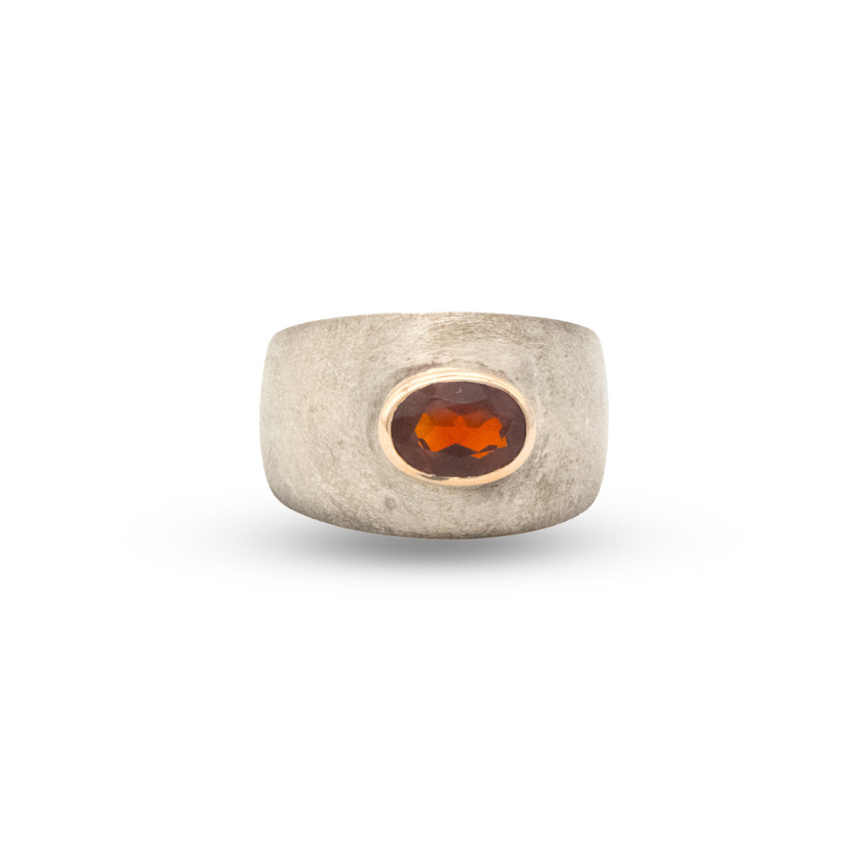 Sterling Silver & 14Y Mozambique Garnet Ring