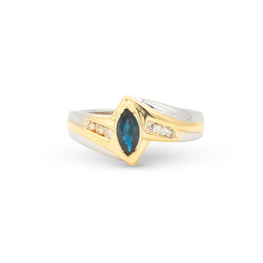 14TT Blue Sapphire & Diamond Ring
