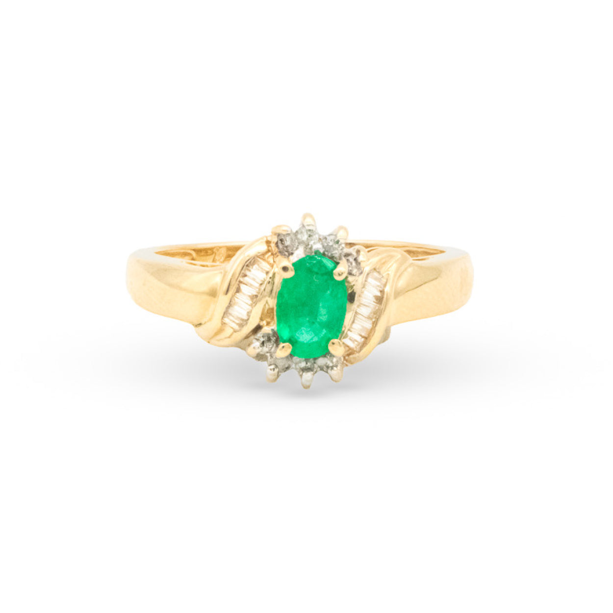 14Y Emerald & Diamond Ring