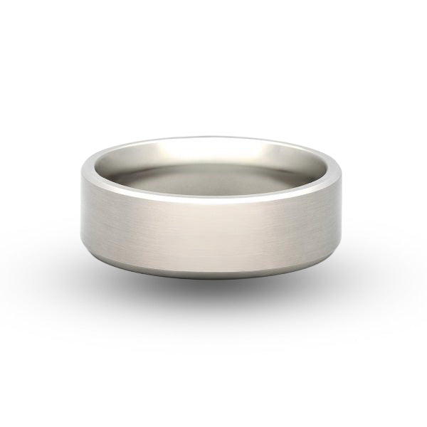 Stainless Steel Beveled Edge Satin Wedding Band