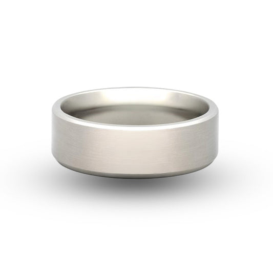 Stainless Steel Beveled Edge Satin Wedding Band