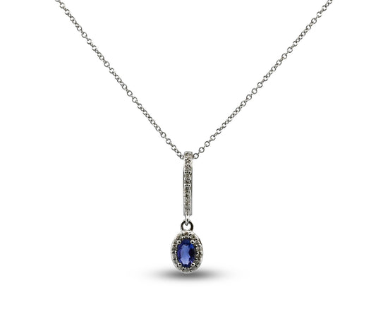 14W Tanzanite & Diamond Halo Necklace